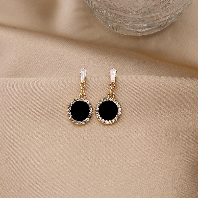 Bông tai mạ bạc 925 kiểu hình học siêu lấp lánh phong cách Hàn Quốc