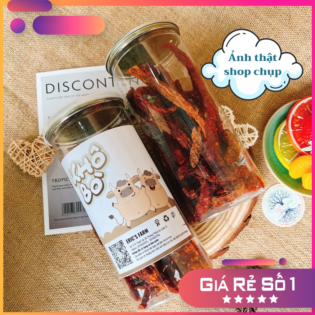Khô bò que Hồng Ngự 300g, Bò thật 100%, thơm ngon, thấm vị, ăn vặt Eric's Food giá rẻ