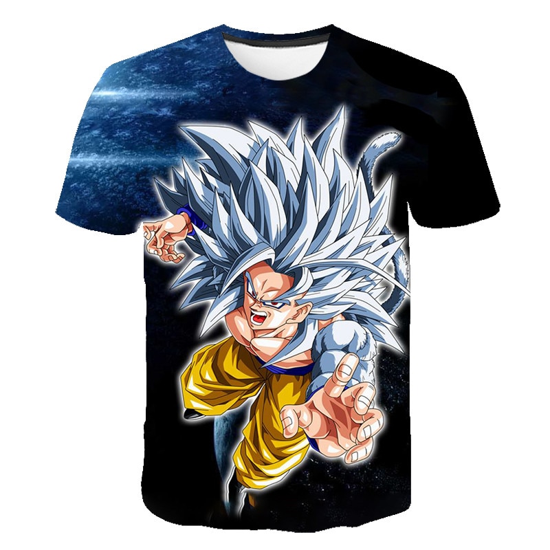 Áo Thun Ngắn Tay Họa Tiết Hoạt Hình Dragon Ball Z Super Saiyan Son Goku 3d Mẫu 2019 Cho Nam