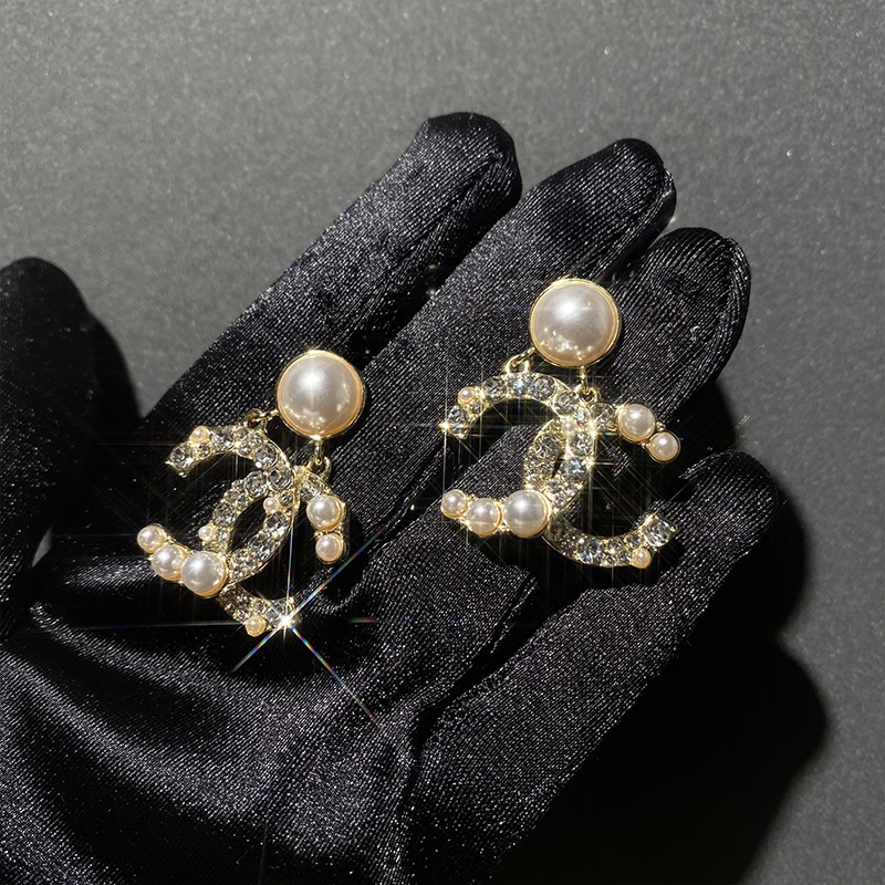 2022 Bông Tai Ngọc Trai Giả Hình Chữ C Sang Trọng Quý Phái Cho Nữ