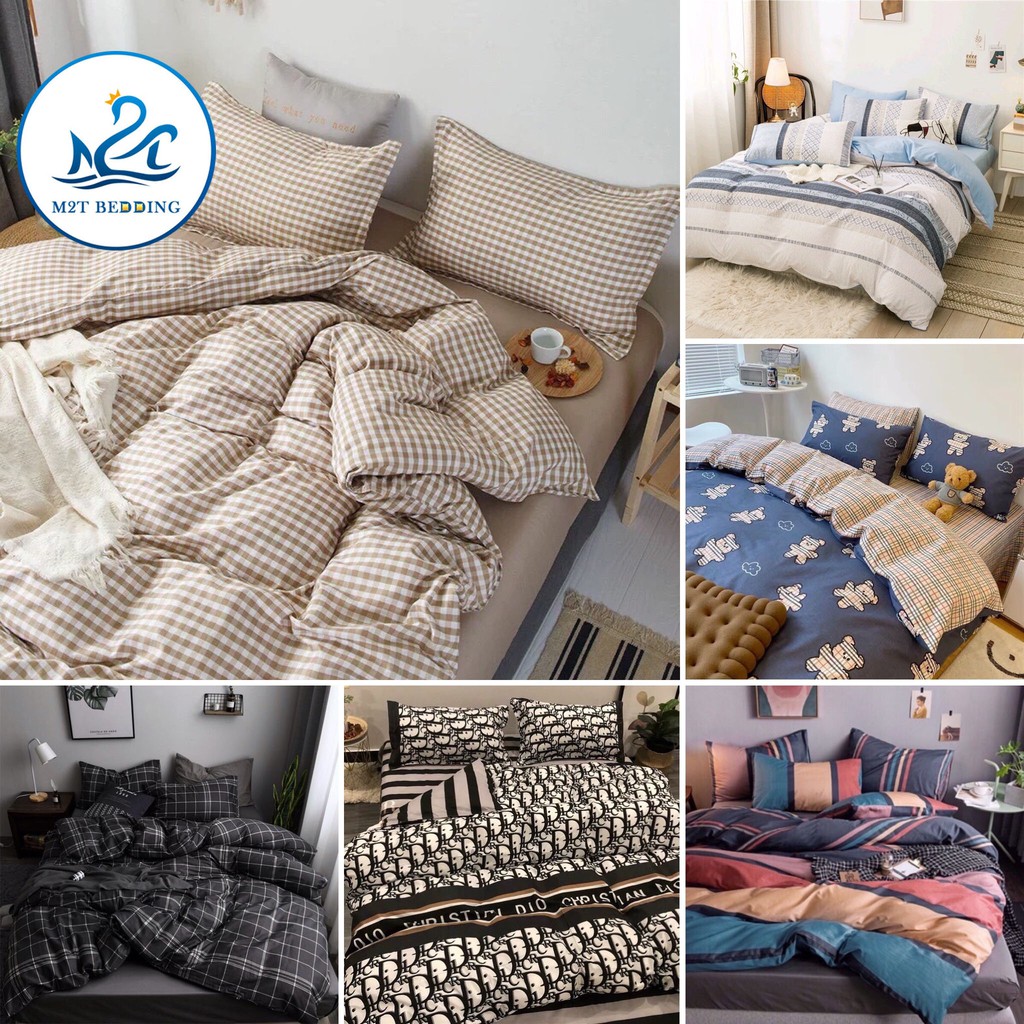 Bộ chăn ga gối Cotton Poly M2T Bedding drap giường Hàn Quốc miễn phí bo chun ga giường bọc đệm