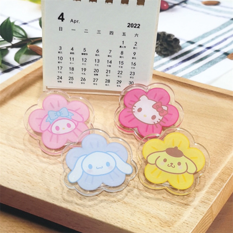 SANRIO Kẹp Cố Định Sách Bằng Nhựa PP Trong Suốt Hình Hoa