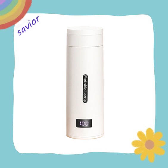 ✿✉◆Ấm siêu tốc mini đa năng 2 trong 1 dung tích 500ml, Bình giữ nhiệt có thể nấu nước sôi hiện thị độ 4 chế