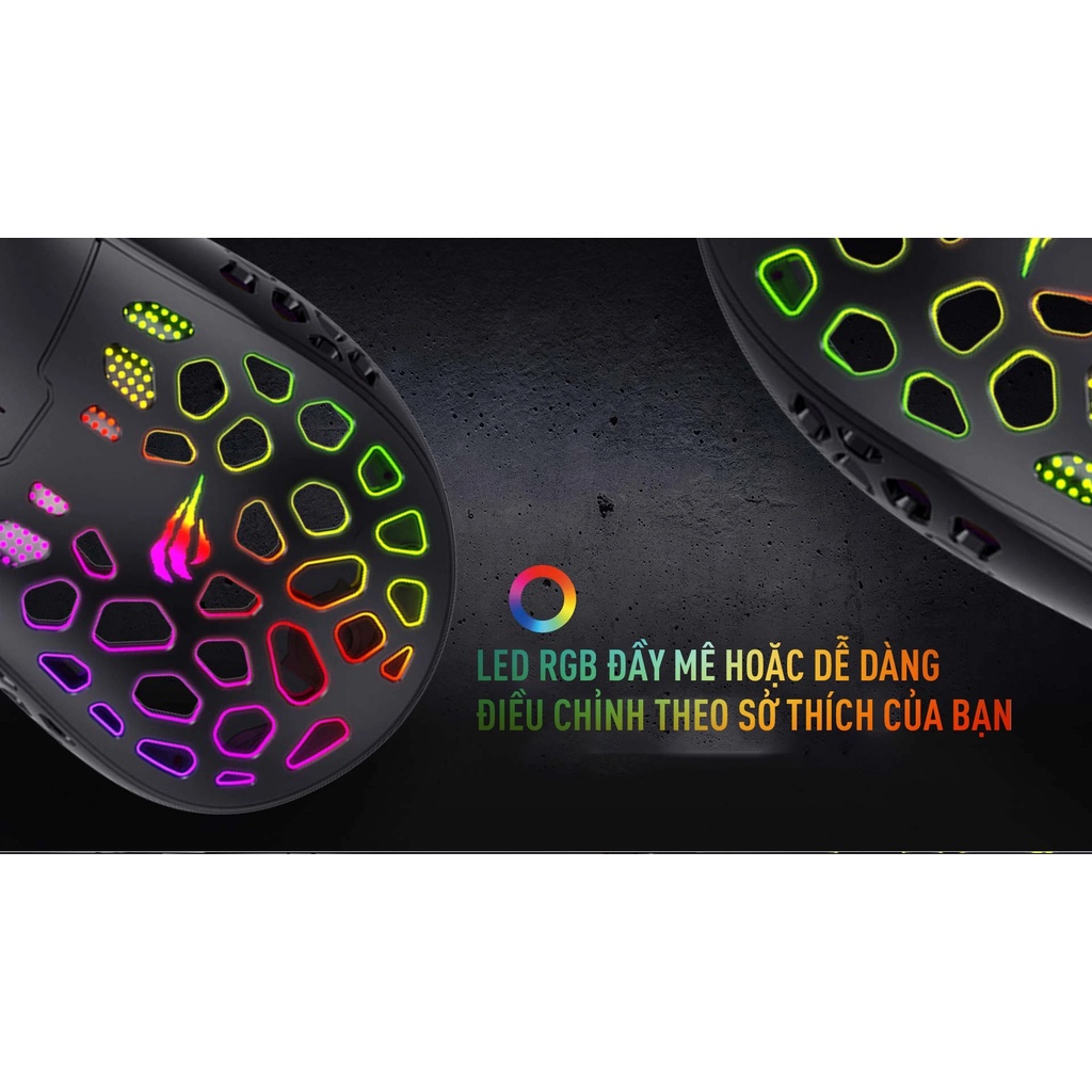 Chuột Gaming Có Dây HAVIT MS955 RGB Blacklit, 6 Chế Độ DPI, 20 Triệu Lần Nhấn - Chính Hãng Bảo Hành 12T
