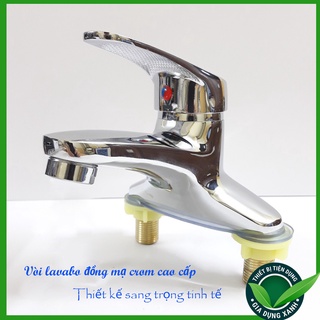  Vòi lavabo nóng lạnh đồng cao cấp mạ crom 5 lớp siêu bền - Vòi bồn rửa mặt dùng cho chậu 3 lỗ 