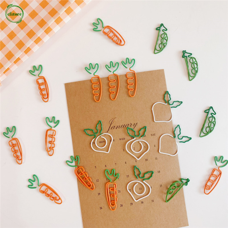 CF Carrot Shaped Metal Paper Clip Kawaii Bookmark Colour Vegetables Creative Cute Cartoon Office Student Supplies