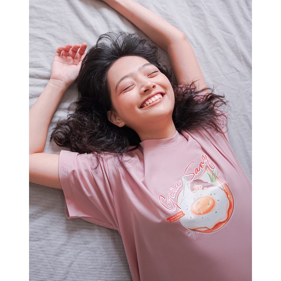 Áo Thun Nữ Thời Trang JUNO in hình "Hành Trứng Ấm Êm" 100% polyester ATH014
