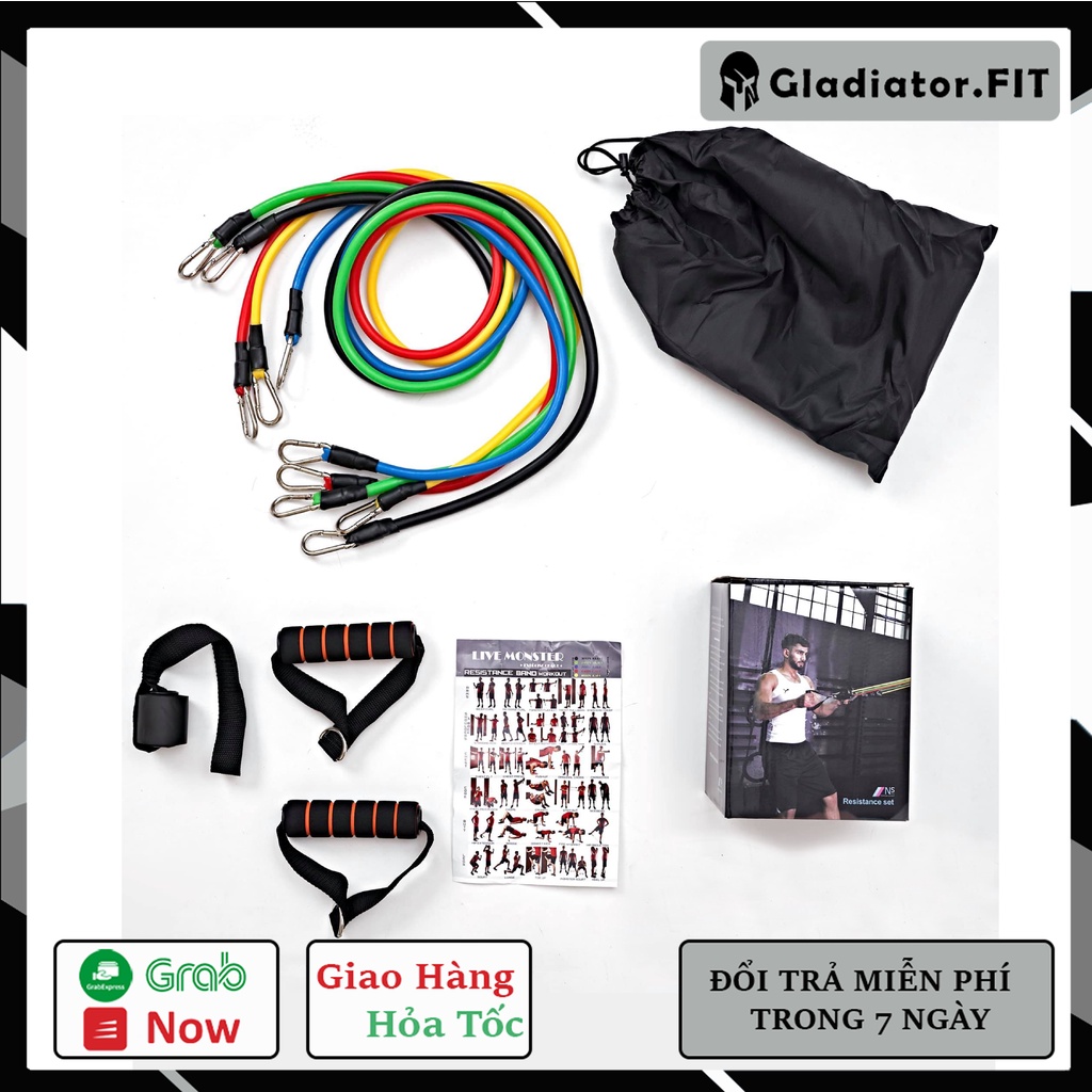 Bộ dây ngũ sắc tập gym đa năng ⭐ Free Ship ⭐ đàn hồi cao cấp