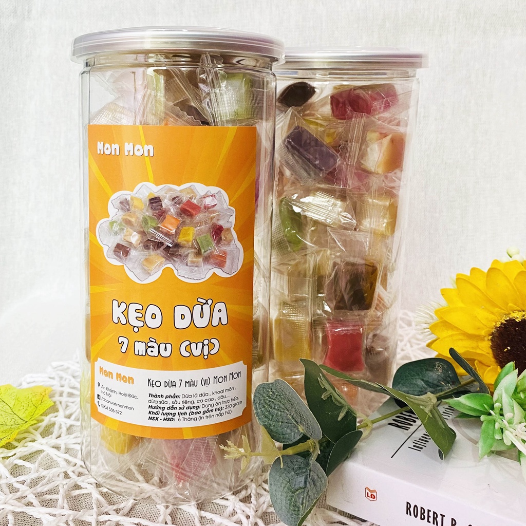 KẸO DỪA MIX 7 VỊ - 330gr MonMon Food - Đồ Ăn Vặt Hà Nội