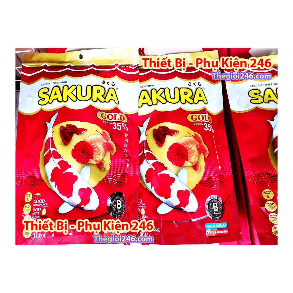 Thức Ăn Cá Sakura Gold 500g hạt nhỏ B