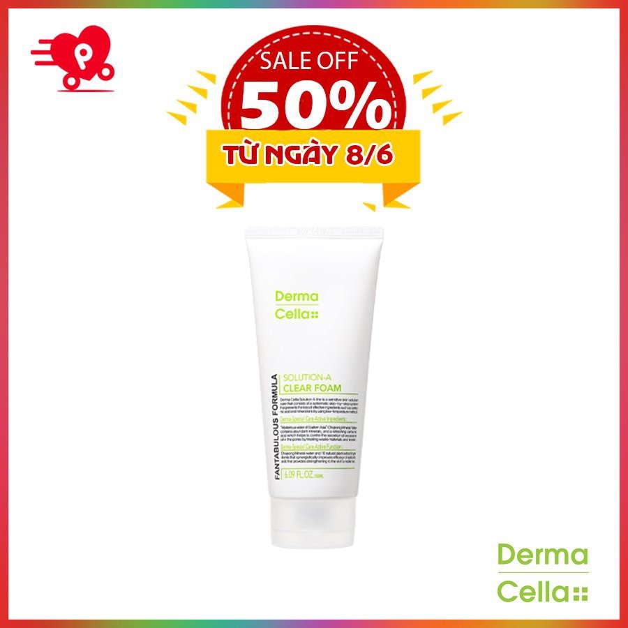 Sữa rửa mặt làm sạch sâu dành cho da nhạy cảm Dermacella Hàn Quốc 180ml (Dermacella Solution A Clear Foam)