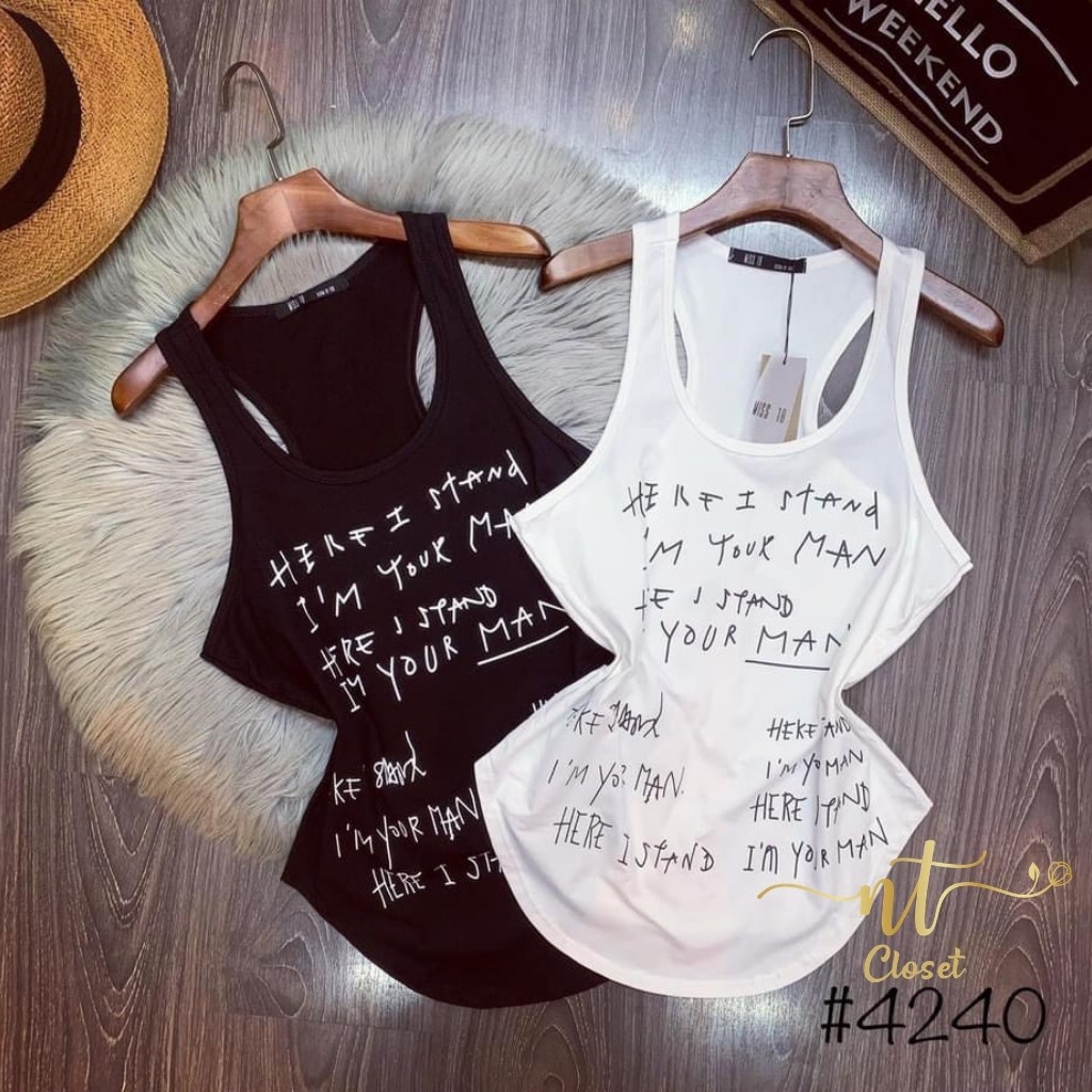 Áo thun ba lỗ nữ form rộng in CHỮ I'M YOUR MAN , thun coton mềm mịn NT CLOSET - AT025