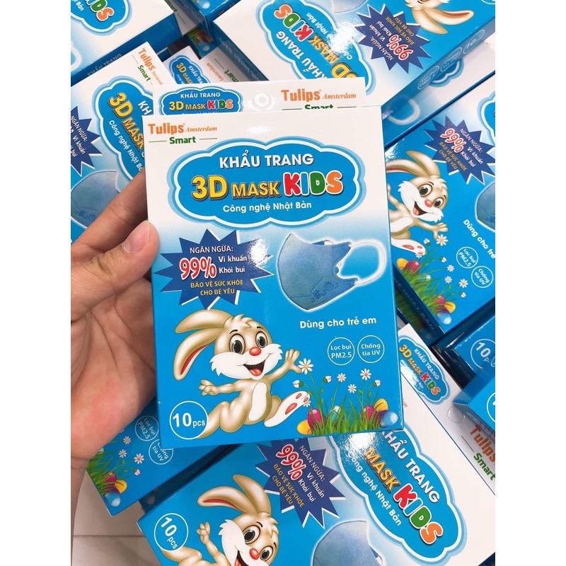 Khẩu trang 3D kháng khuẩn cho bé (Hộp 10 cái) | BigBuy360 - bigbuy360.vn