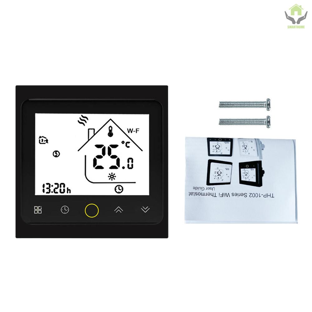 THP1002-WHPW Water Heating Thermostat Smart WiFi Digital Temperature Controller Tuya/SmartLife APP Control Backlit LCD Display Programmable Voice Control Compatible with Amazon Echo/Google Home/Tmall Genie/IFTTT 3A AC95-240V