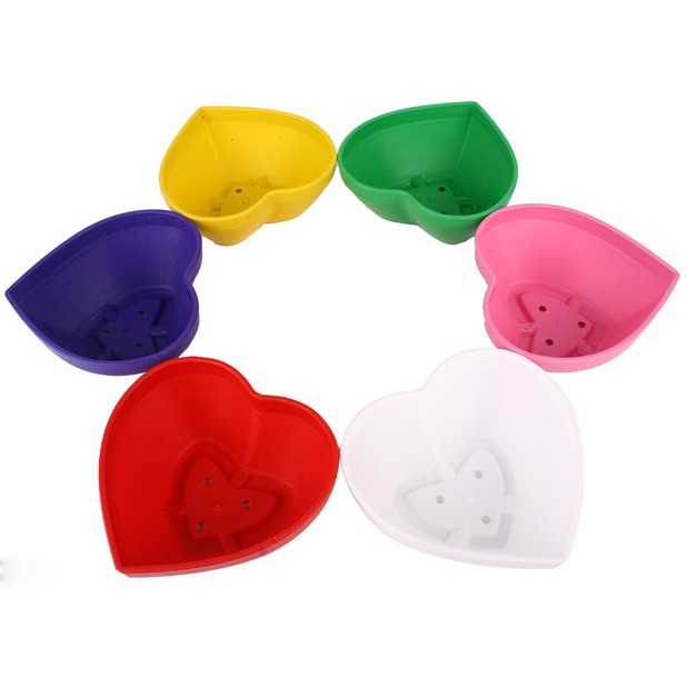 Chậu nhựa hình trái tim, nhiều màu, dày, đẹp