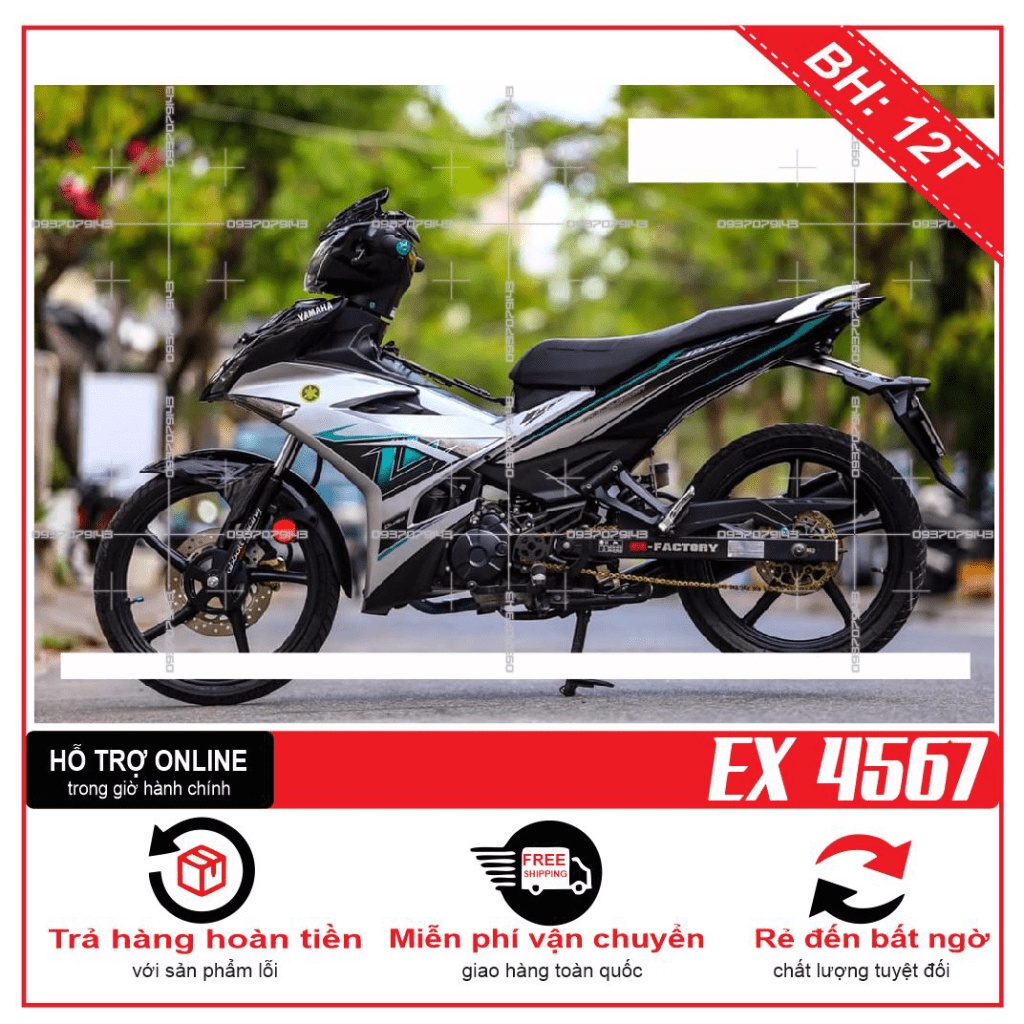 TEM RỜI EX 150 LC BẠC ĐEN -- SHIN DECAL 2
