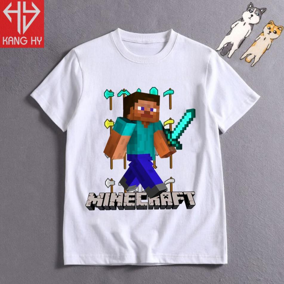 Áo thun tay ngắn in hình nhân vật trong game Minecraft F040 - áo cực chất