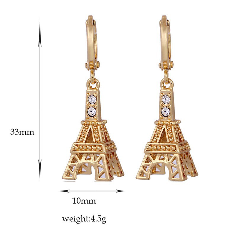 Bông tai mạ vàng 18K hình tháp Eiffel