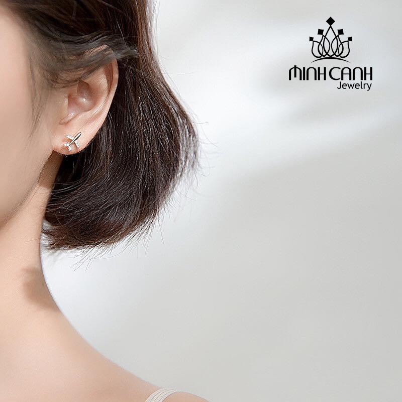 Bông Tai Bạc Hình Máy Bay Đính Đá - Minh Canh Jewelry