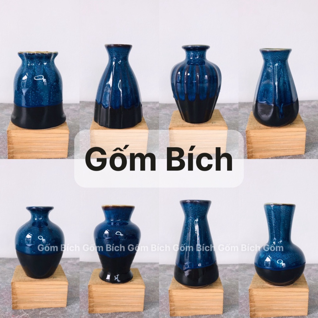 Set Combo 3 Bình Hoa Lọ Hoa Mini Nhiều Mẫu Men Hỏa Biến - Gốm Sứ Bát Tràng - Decor Trang Trí