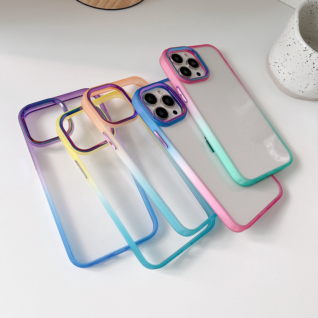 Ốp Điện Thoại Kim Loại Màu Gradient Cho iPhone 11 12 13 pro 13 pro max