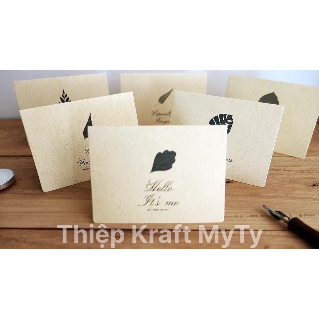 Thiệp 20/10, 20/11 vintage kraft giấy, chúc mừng, cảm ơn gồm 1 thiệp, 1 phong bì, 1 tem dán-Quà tặng MyTy