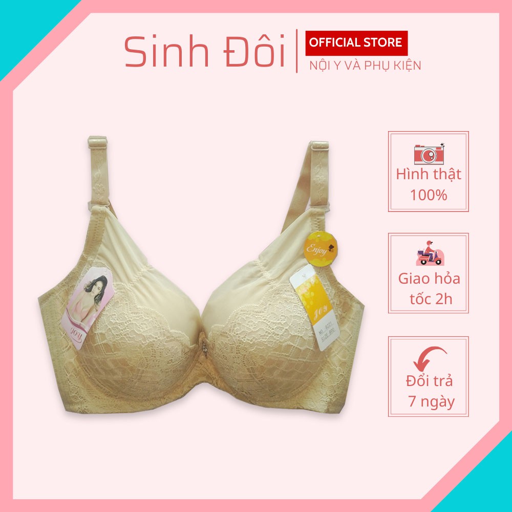 Áo lót nữ ren nâng ngực Joy 8221 mút cotton dày mềm mịn cúp xéo nguyên ngực size 36-38-40 mặc áo dài
