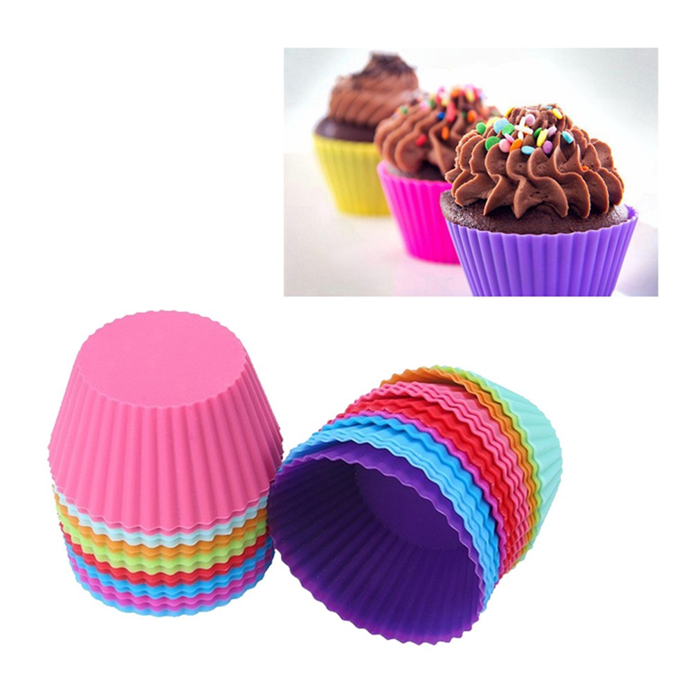 Bộ 1/5 cốc làm bánh bằng silicone chịu được nhiệt độ cao đa năng tiện lợi