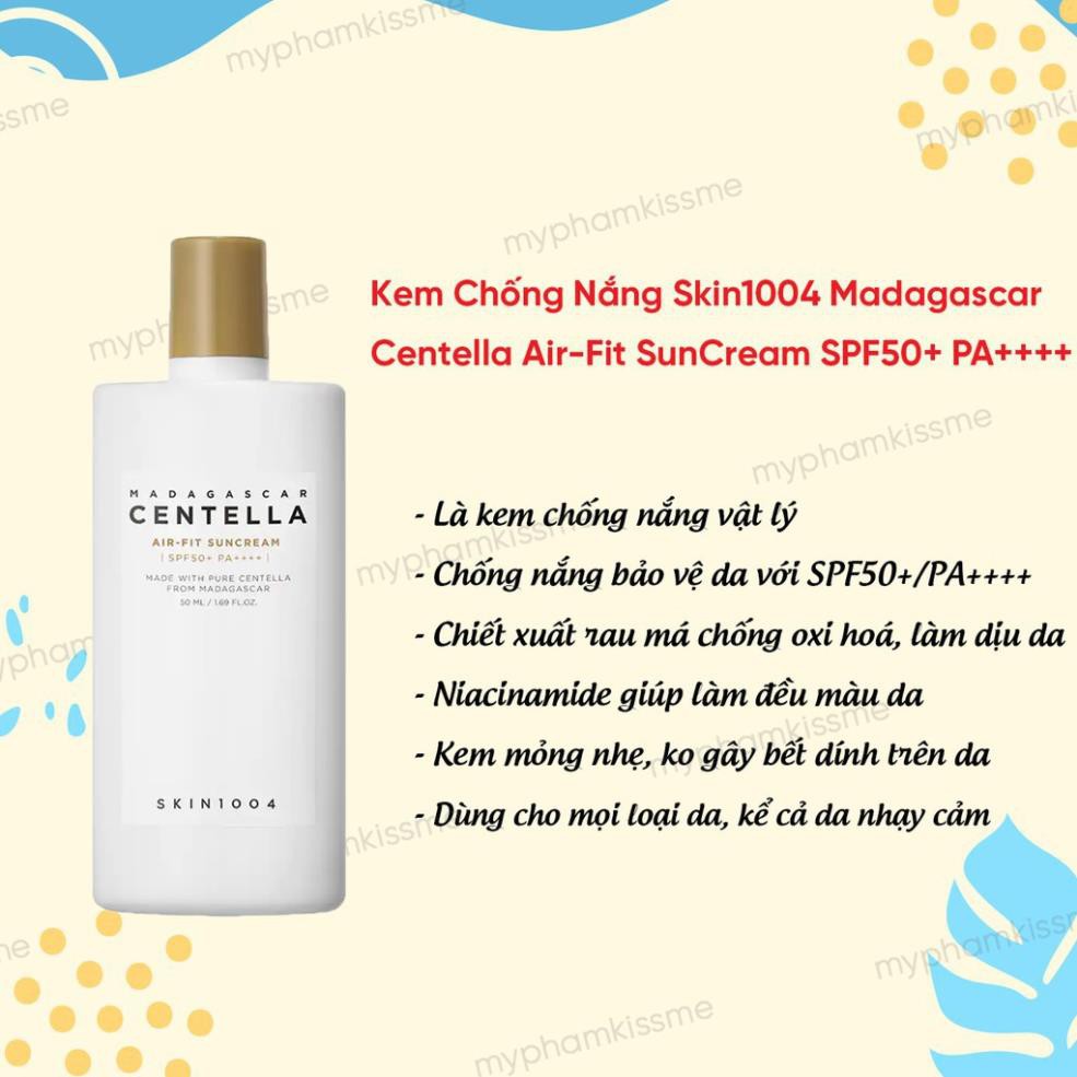 Kem Chống Nắng Rau Má Skin1004 Madagascar Centella Air-fit Suncream SPF50+ PA++++ 50ml (Vari Waxingcream)