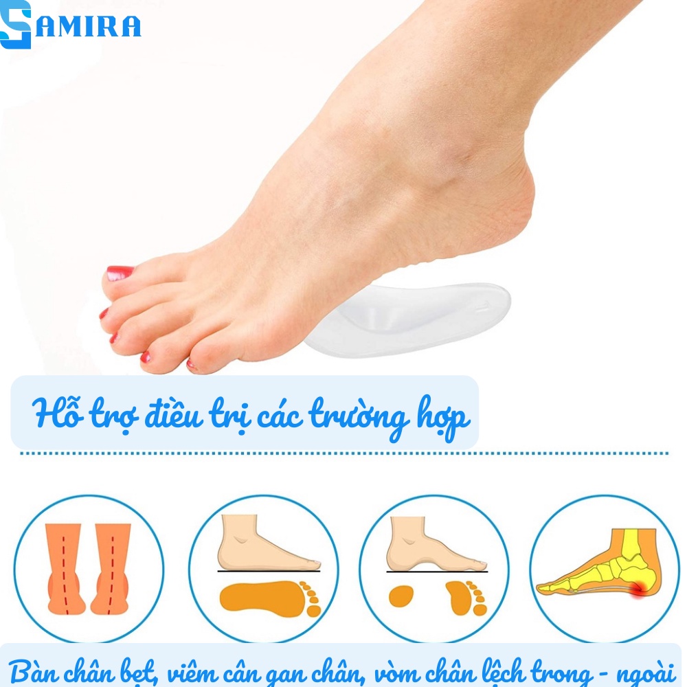 Cặp lót giày gel hỗ trợ tạo vòm chỉnh hình bàn chân bẹt hiệu quả tiện lợi CAO CẤP SA9