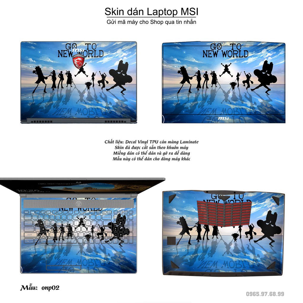 Skin dán Laptop MSI in hình One Piece (inbox mã máy cho Shop)