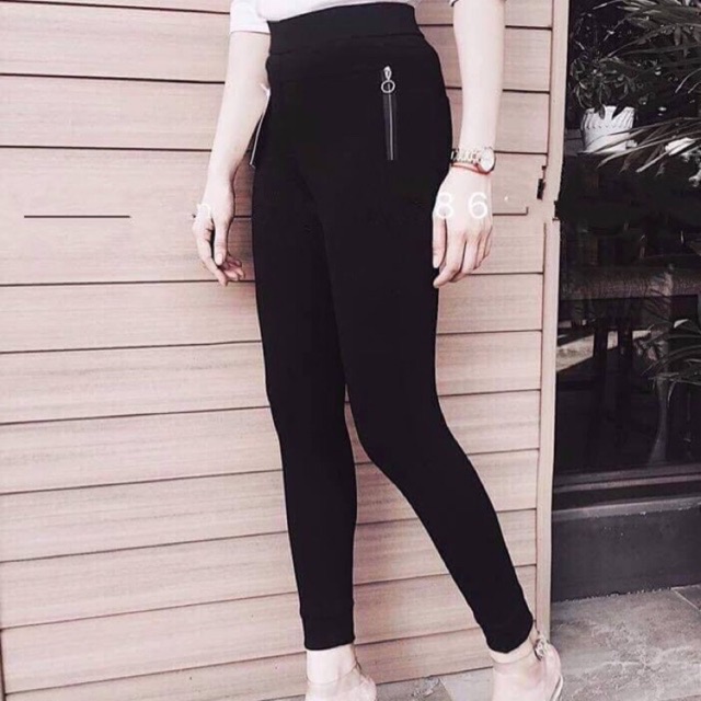quần legging 2 khoá sườn chất umi hàn