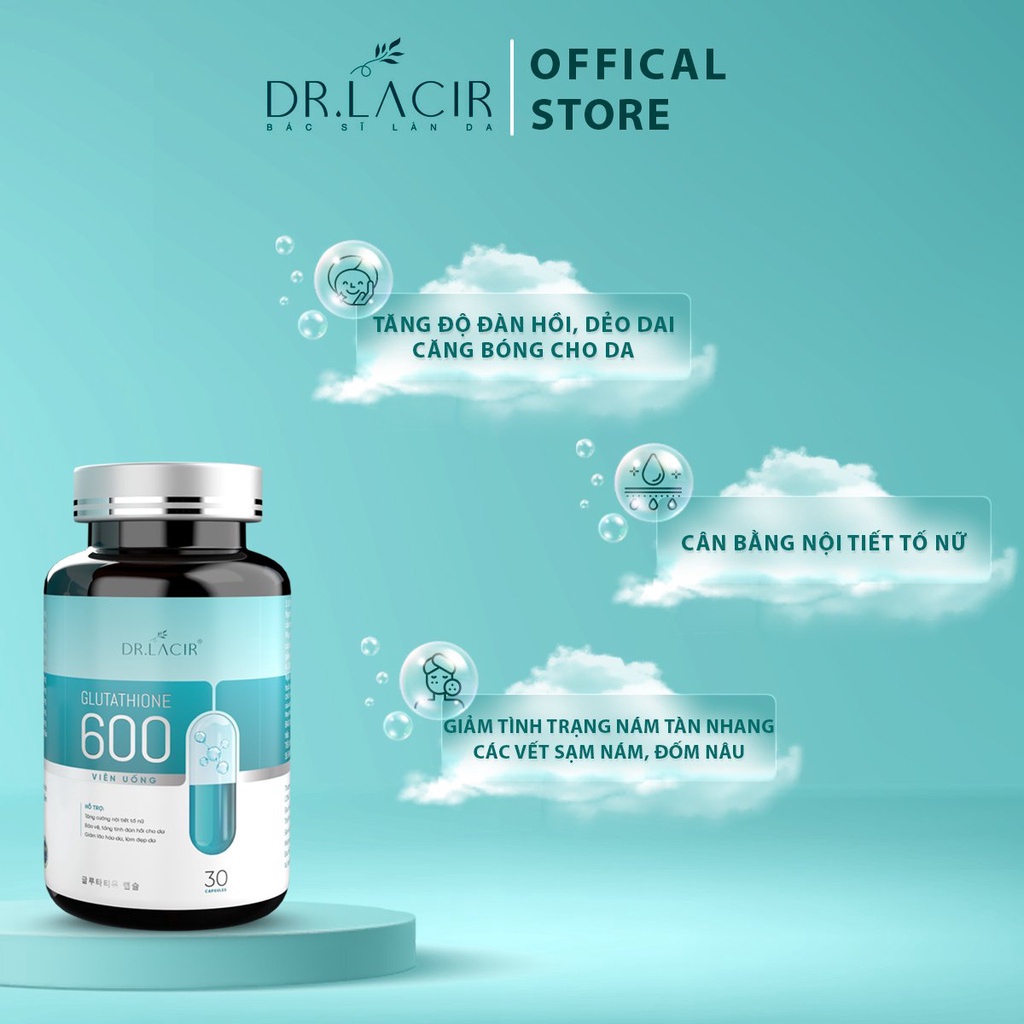Viên Uống Trắng Da Mờ Nám Giảm Nếp Nhăn GLUTATHIONE 600 ĐR LACIR Hàng Chính Hãng 100%