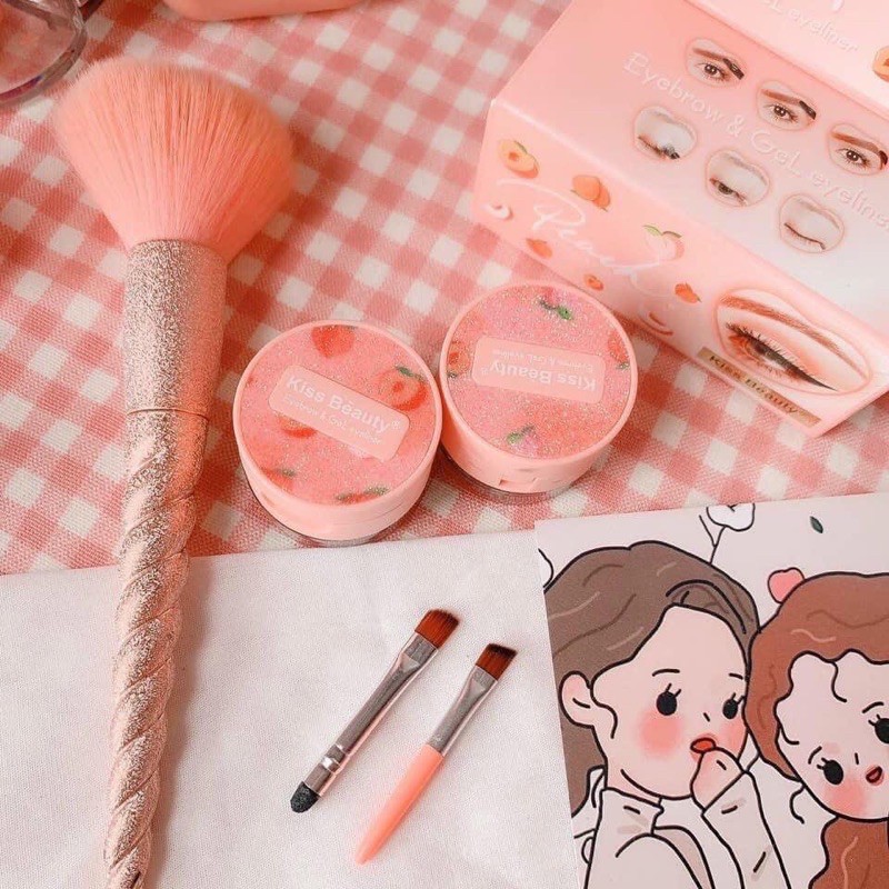 Bột tán mày và Gel kẻ viền mắt 2 in 1 Peach