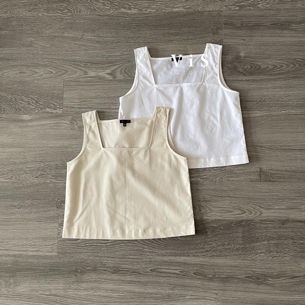 áo linen nữ sát nách cổ u