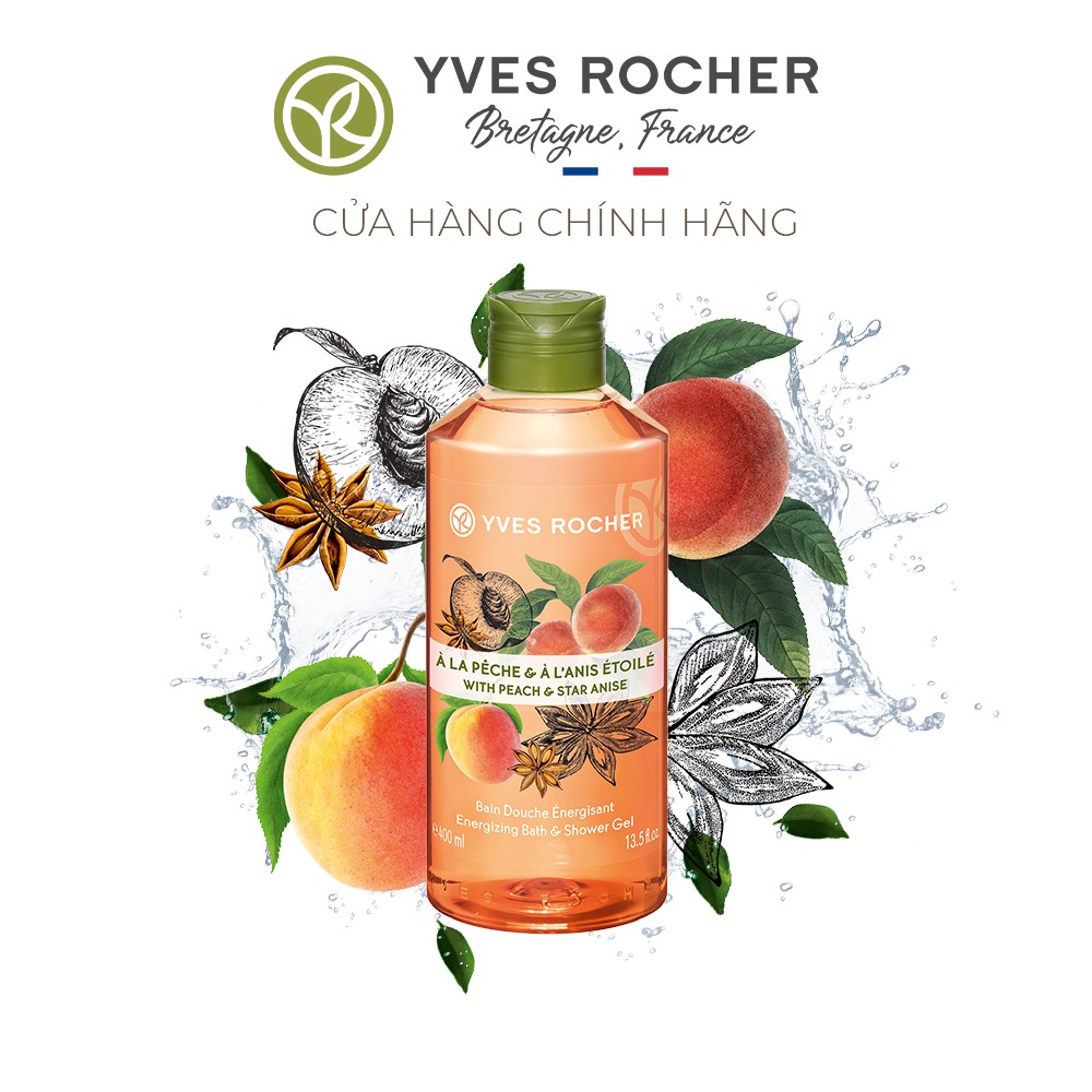 Sữa Tắm Hương Đào Và Hoa Hồi Yves Rocher Peach Star Anisel Bath &amp; Shower Gel 400ml