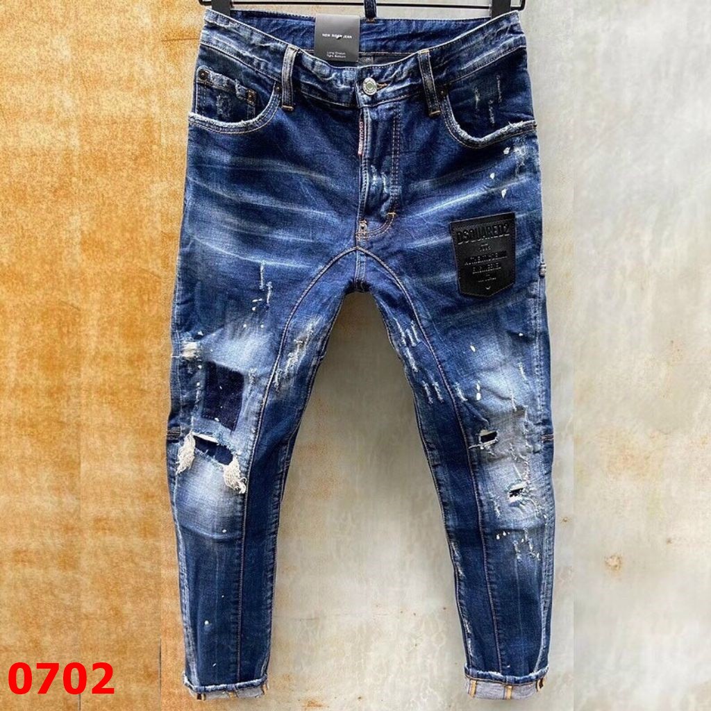 Quần Jean Nam Chất Bò Màu đen Rách Gối DR113RT Ống Côn Cá Tính Trẻ Trung DRMT