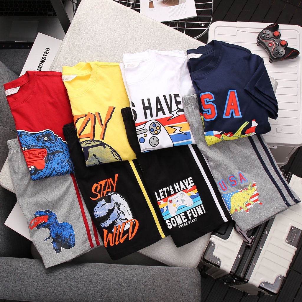 Đồ Bộ Bé Trai Size Đại Set Bộ Trẻ Em Chất Cotton Mền Mại, Họa Tiết in 22kg - 45kg 5 - 14 tuổi - STHD