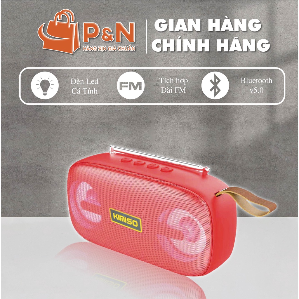 Loa Bluetooth Đa Năng KIMISO KMS-305 Tích Hợp 2 Loa Bass - Có Anten Và Đèn LED - Hỗ Trợ Đài FM Thẻ Nhớ TF
