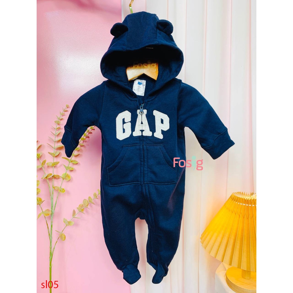 Sleepsuit Nỉ Có Nón Có Vớ Khóa Kéo Bé Trai GP - Navy, Xanh Lá, Vàng, Xám Đen, Xám Trắng