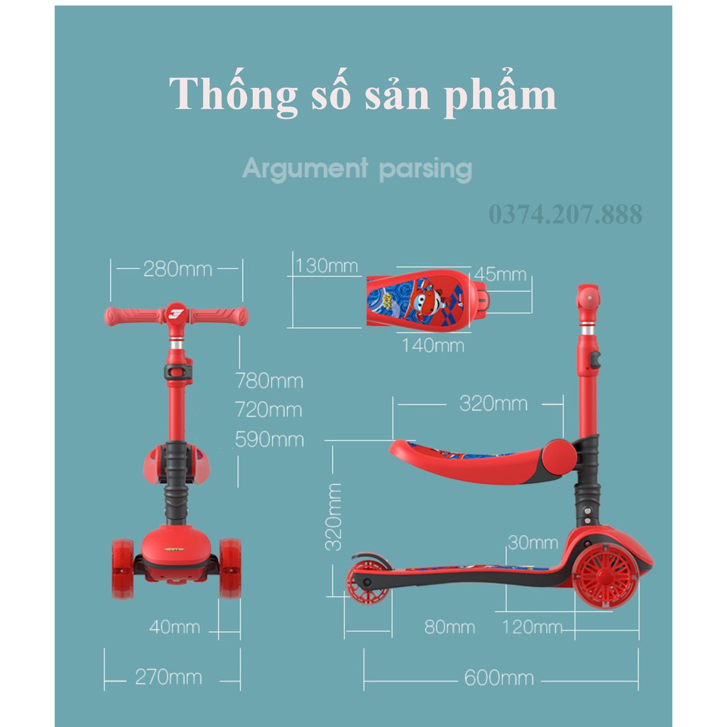 Đồ Chơi Vận Động,  Xe Trượt Scoster Cho Bé Kèm Ghế Cao Cấp [ Xe Truot Scoster ]