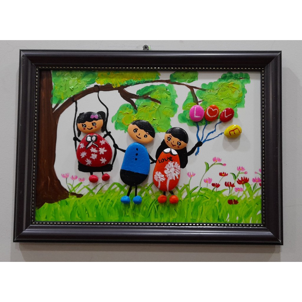Tranh đá cuội - Gia đình yêu thương