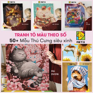 Tranh Tô Màu Theo Số METIS Mẫu Tranh Số Hoá Động Vật Thú Cưng Siêu Xinh Dễ Tô
