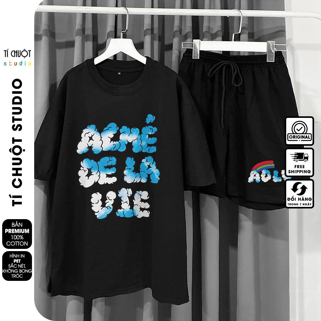 Bộ quần áo nam nữ ADLV đám mây , set bộ thể thao unisex cotton mặc nhà mùa hè - Tí Chuột Studio