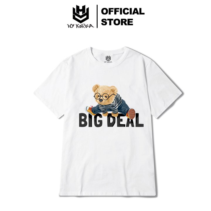 Áo thun tay lỡ form rộng in hình BIG DEAL, unisex HY Korea.