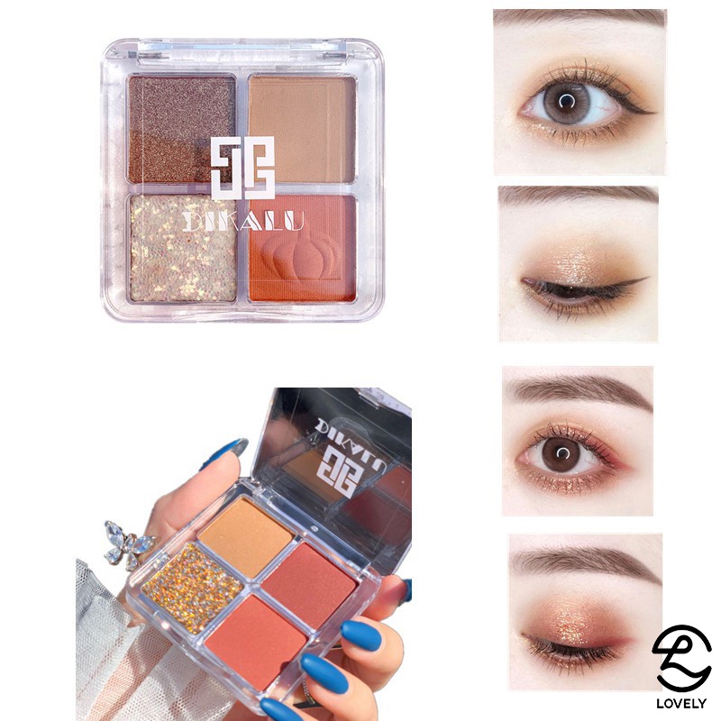 Bảng phấn mắt 4 ô Dikalu nhũ bắt sáng nội địa Trung chính hãng