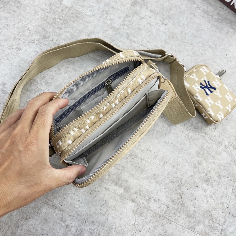 Túi Đeo Chéo Beige MLB Full Mạc Tag Size 18 Siêu Phẩm