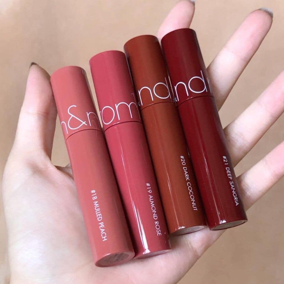 Son tint bóng Romand màu 21 Juicy Lasting Tint đỏ mận