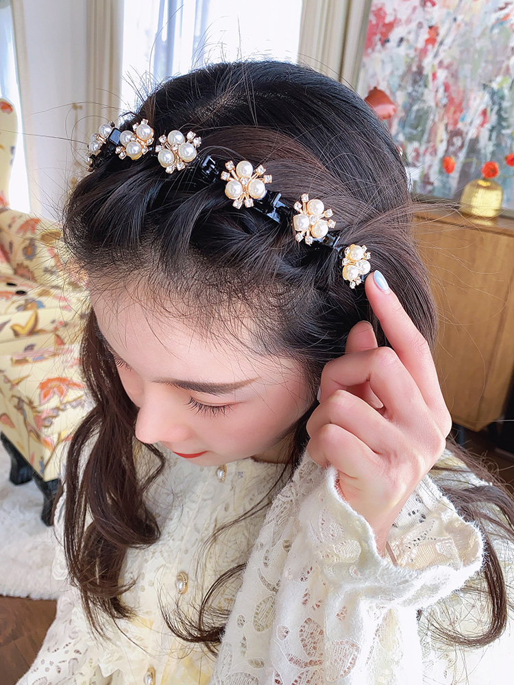 Băng đô cài tóc gắn ngọc trai thời trang Hàn Quốc đáng yêu