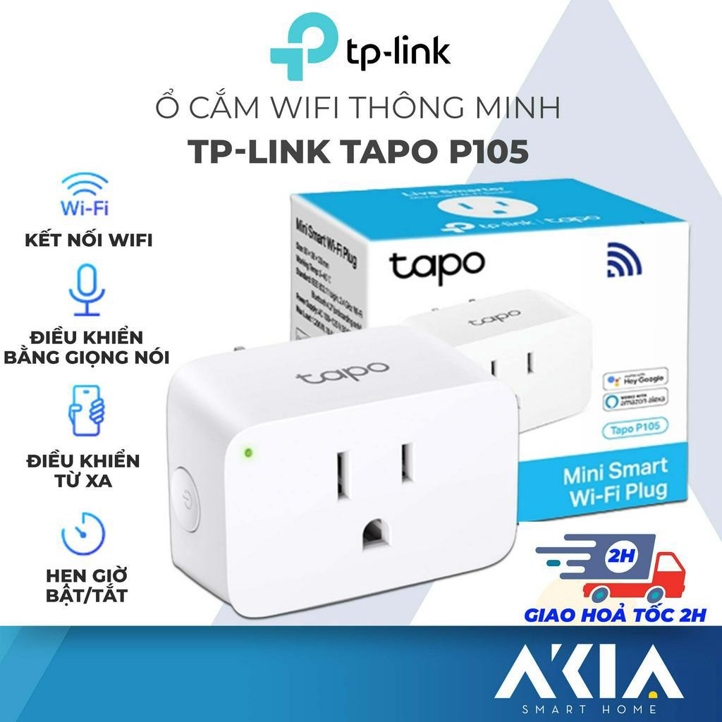Ổ cắm wifi thông minh TP-Link Tapo P105 1800 W - 15 A, điều khiển từ xa, ra lệnh bằng giọng nói, hẹn giờ bật/ tắt